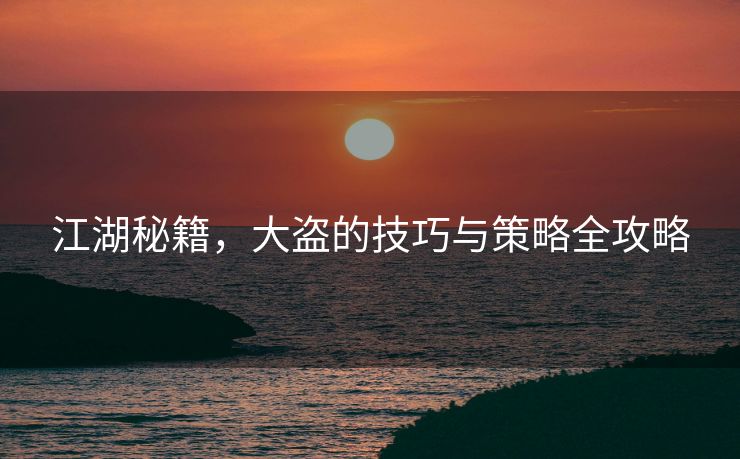 江湖秘籍，大盗的技巧与策略全攻略
